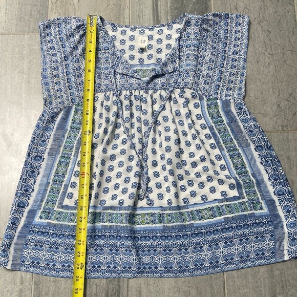 GAP Floral Mixed Print Tie V-Neck Sleeveless Lightweight Top Blouse Blue Small - Picture 7 of 9